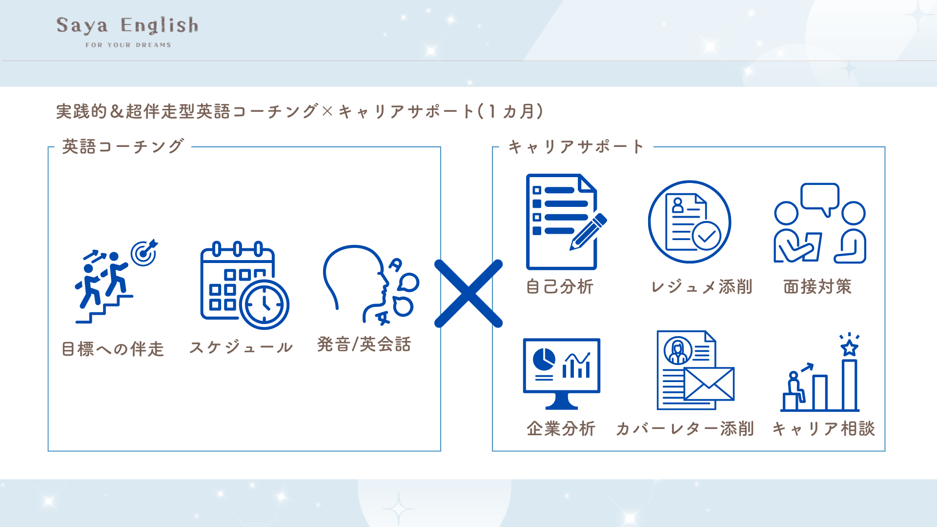 実践的＆超伴奏型英語コーチング×キャリアサポート(1ヶ月)
